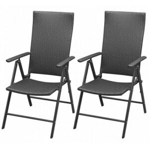 2 db fekete alumínium polyrattan kerti szék
