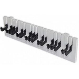 Zongora billentyűzet tervezésű falra szerelhető fogas+16 fekete kampó