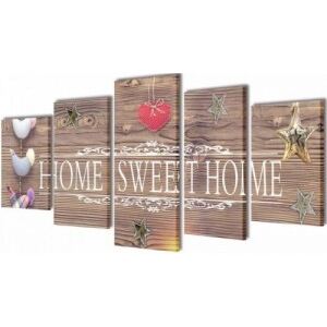 Nyomtatott vászon falikép szett Home Sweet Home dizájn 100 x 50 cm