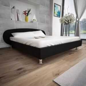 Fekete műbőr ágy 140 x 200 cm