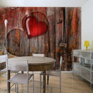 Fotótapéta Bimago - Heart on wooden background + Ragasztó ingyen 350x270 cm