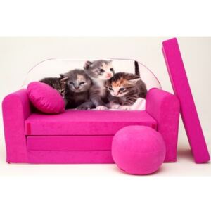 Gyerek kanapé - kiscicás/ rózsaszín