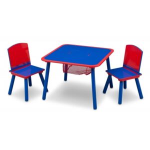 Gyerekasztal székekkel - kék/ piros