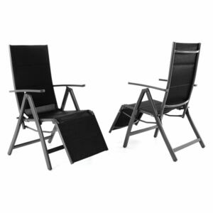 Kerti összecsukható székek DELUXE 2 db - fekete