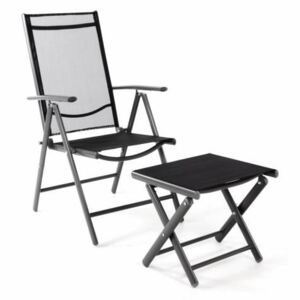 Kerti szék GARTH + lábtartó - fekete