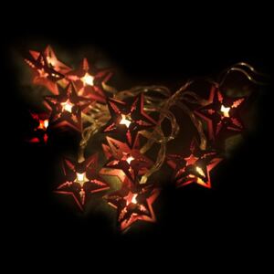 Karácsonyi fényfüzér HOLZ 10 LED - piros csillagok