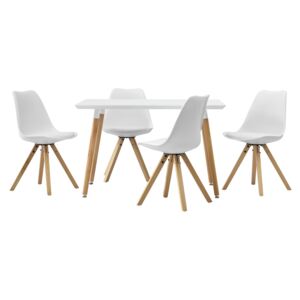 [en.casa]® Étkezőgarnitúra étkezőasztal 4 székkel 120 x 70 cm fehér 4 személyes desing konyhai asztal Celine