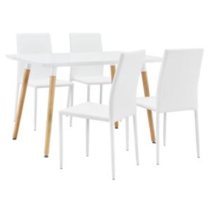 [en.casa]® Étkezőasztal 120 x 70 cm 4 műbőr székkel design konyhai asztal étkezőszék fehér Celine
