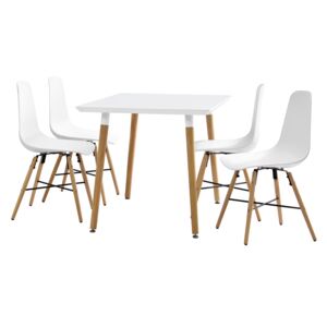 [en.casa]® Étkezőgarnitúra étkezőasztal 4 székkel 120 x 70 cm fehér 4 személyes desing konyhai asztal Celine
