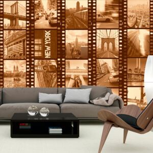 Tapéta Bimago - New York - Collage (sepia) + Ragasztó ingyen tekercs 50x1000 cm