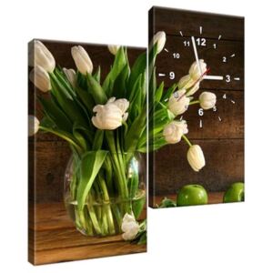 Órás falikép Elbűvölő fehér tulipánok 60x60cm ZP1364A_2J