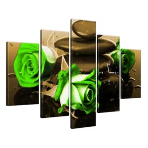 Órás falikép Zöld rózsák és kövek 150x105cm ZP1423A_5H