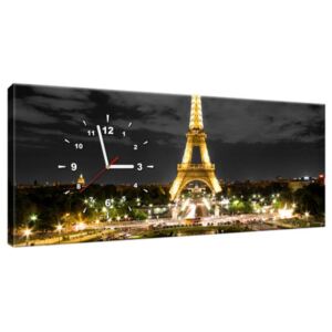 Órás falikép Eiffel-torony esti fényfaliképe 100x40cm ZP1422A_1I