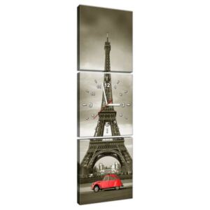 Órás falikép Vörös autó az Eiffel-torony előtt Párizsban 30x90cm ZP3533A_3V