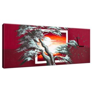 Órás falikép Vörös naplemente és a hatalmas fa 100x40cm ZP4022A_1I