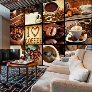 Fotótapéta Bimago - Coffee - Collage + Ragasztó ingyen 350x245 cm