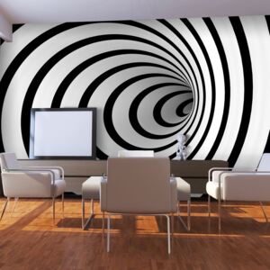 Fotótapéta Bimago - Black and white 3D tunnel + Ragasztó ingyen 450x270 cm