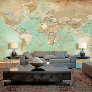 Fotótapéta XXL Bimago - Turquoise World Map Ii + Ragasztó ingyen 500x280 cm