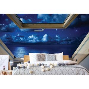 Fotótapéta GLIX - Álmodozó Éjszakai Égbolton 3D Tetőablak Nézet Papír tapéta - 254x184 cm