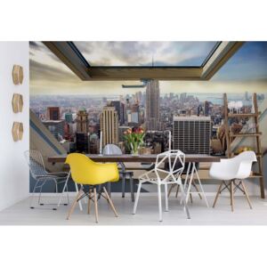 Fotótapéta GLIX - New York Városra 3D Tetőablak Nézet Papír tapéta - 254x184 cm
