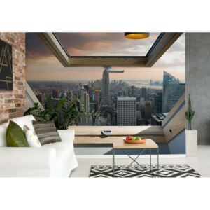 Fotótapéta GLIX - New York Városra 3D Tetőablak Nézet Papír tapéta - 254x184 cm