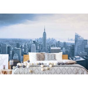 Fotótapéta GLIX - New York Városra Empire State Building Kék Papír tapéta - 254x184 cm
