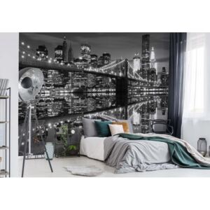 Fotótapéta GLIX - New York Városra Brooklyn Híd Fekete És Fehér Papír tapéta- 184x254 cm