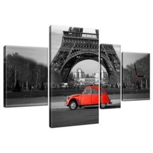 Órás falikép Vörös autó az Eiffel-torony alatt 120x70cm ZP1116A_4AN