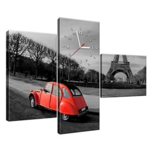 Órás falikép Vörös autó az Eiffel-torony mellett 100x70cm ZP1117A_3AW