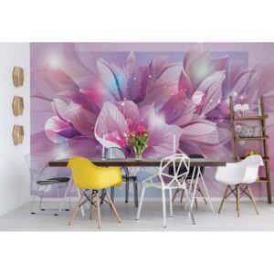 Fotótapéta GLIX - Virágok Modern Rózsaszín És Lila Papír tapéta - 368x254 cm