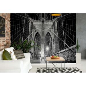 Fotótapéta GLIX - Brooklyn Híd New York Fekete És Fehér Papír tapéta - 368x254 cm