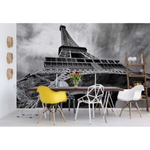 Fotótapéta GLIX - Fekete-Fehér Eiffel-Torony Párizs Tapet nețesute - 208x146 cm