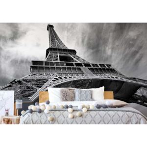Fotótapéta GLIX - Párizs Eiffel-Torony Fekete És Fehér Tapet nețesute - 208x146 cm