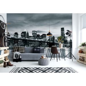 Fotótapéta GLIX - Város Brooklyn Híd New York Fekete És Fehér Tapet nețesute - 208x146 cm