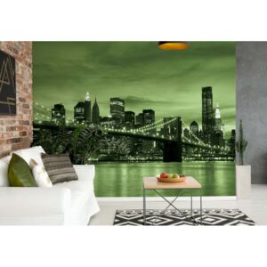 Fotótapéta GLIX - Város Brooklyn Híd New York Zöld Tapet nețesute - 208x146 cm