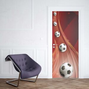 Fotótapéta ajtóra GLIX- 3D Footballs Red Background | 91x211 cm