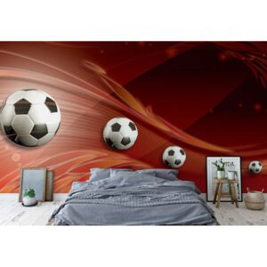 Fotótapéta GLIX - 3D Futball-Labda Piros Háttér Nem szőtt tapéta - 206x275 cm