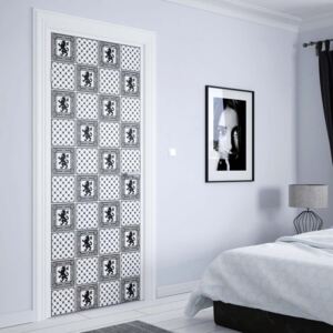 Fotótapéta ajtóra GLIX - Vintage Tiles Pattern Black And White | 91x211 cm