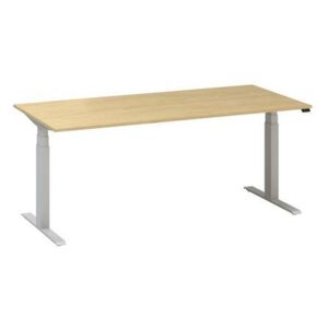 Alfa Up állítható magasságú irodai asztal szürke lábazattal, 180 x 80 x 61,5-127,5 cm, bükk mintázat