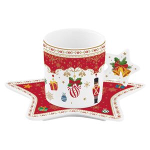 Karácsonyi porcelán csésze+alj szett díszdobozban, 175 ml - Christmas Ornaments