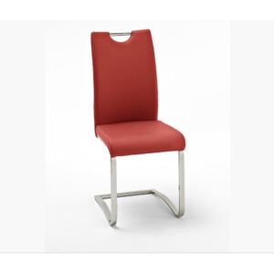 Koeln szánkótalpas szék műbőr ülőfelülettel, krómozott vázzal piros színben