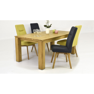 Étkezőszék tölgyfa tömörfából és asztal - 8 darab / 160 x 90 cm / Sárga