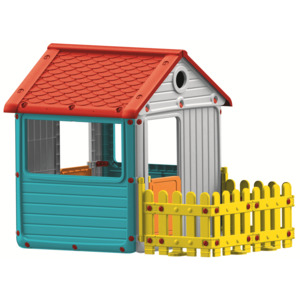 DOLU Gyerek kerti ház kerítéssel, műanyag, kék
