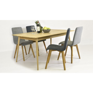 Retro tömörfa asztal székekkel, Tölgy - 4 darab / Szürke