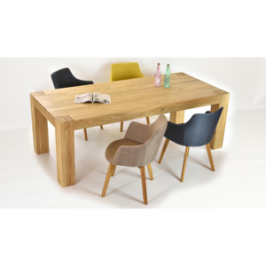 Modern karfás székek asztallal - Sárga / 220 x 100 cm / 8 darab