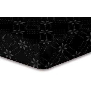 Hypnosis Snowynight fekete mintás gumis lepedő, 100 x 200 cm - DecoKing