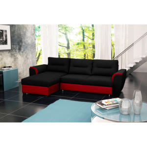 Sarok kanapé Thomas (fekete + piros) (B)