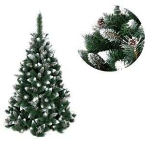 Extrán sűrű behavazott műfenyő karácsonyfa tobozokkal 180 cm