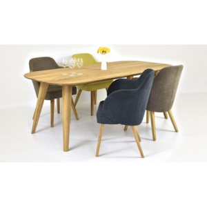 Ovális asztal és tölgyfa székek - 8 darab / Sárga