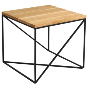 Memo tárgyalóasztal fekete konstrukcióval és tölgyfa dekorral, szélesség 50 cm - Custom Form